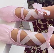 img 1 attached to 🎀 STELLE Ballet Slippers Gymnastics Shoes with Ribbon for Girls - Athletic Footwear review by Rashid Vaquera