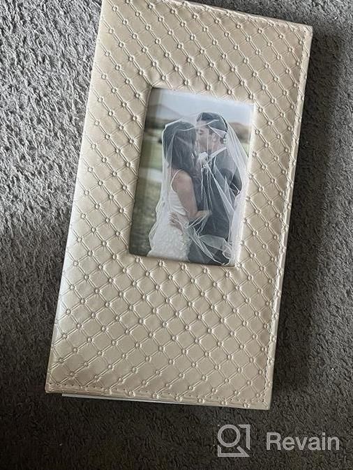 img 1 attached to RECUTMS Button Grain Leather Photo Album - Holds 200 4X6 Photos, Black Inner Pages, Ideal For Weddings, Birthdays, And Christmas Gifts (White) review by Amber Berry