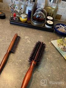 img 6 attached to Set Of 2 Anti-Static Boar Bristle Round Brushes For Professional Blow Dry Styling, Curling, And Teasing Hair With Pointed Tail Wooden Combs By Wismee