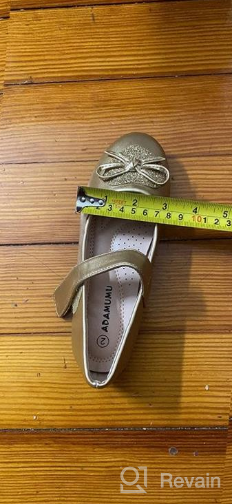 img 1 attached to 🌸 ADAMUMU Mary Jane Dress Shoes for Girls - Princess Flats with Bowknot Flower and Elastic Band - Perfect for Party, Wedding, Dress Up review by Jason Hood