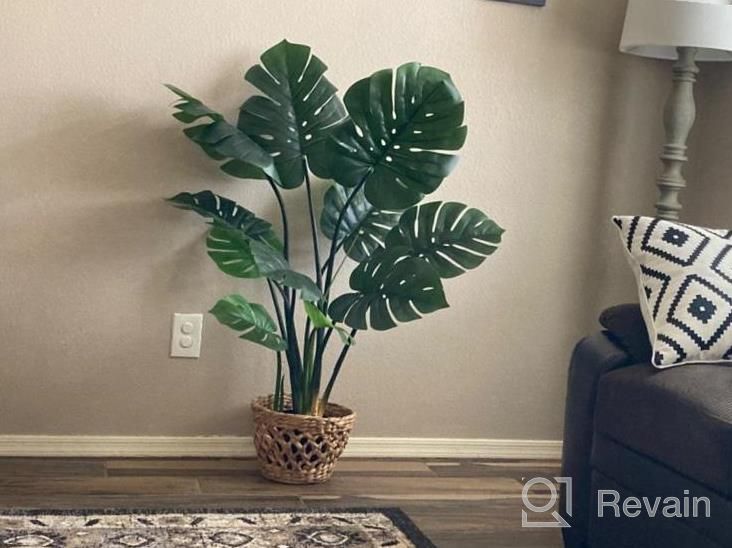 img 1 attached to FOPAMTRI Artificial Monstera Deliciosa Plant 43" Fake Tropical Palm Tree, Perfect Faux Swiss Cheese Plant For Home Garden Office Store Decoration, 11 Leaves review by Christy Collins