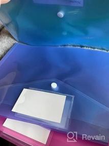 img 5 attached to Sooez 10 Pack Пластиковые конверты Поликонверты, прозрачные папки для документов Конверты для файлов формата A4 США с карманом для этикеток и кнопкой для организации домашнего офиса, 5 разных цветов