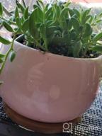 img 1 attached to 🌵 Jusalpha Large Porcelain Succulent Cactus Planter with Drainage Hole & Bamboo Saucer for Indoor Plants, Planter 07 (Pink) review by Rashid Vaquera