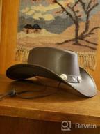 img 1 attached to Showerproof Leather Cowboy Hat For Men - Durable Outback Western Hat For Rain By HADZAM review by Jessie Vrbensky