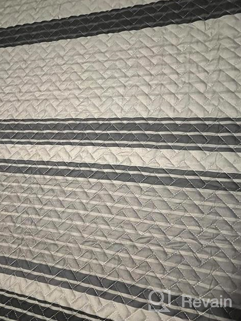 img 1 attached to Boho White Quilt Set Full Queen Size - 3 Pieces Black And White Geometric Arrow Striped Bedspread, Soft Microfiber Coverlet For All Seasons - Includes 1 Quilt And 2 Pillow Shams By FlySheep review by Dorian Bharadwaj