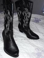 img 1 attached to Women'S 18" Western Cowboy Boots In Faux Leather With Traditional Embroidery review by Christine Allen