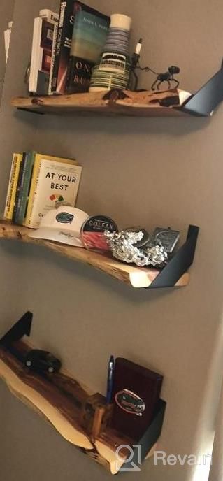 img 1 attached to Iron Industrial Shelf Brackets - Set Of 2 Flat Angle & Curved Black Floating Shelves Support - 6 Inch review by Jake Mccallum