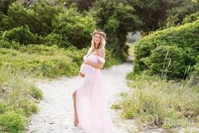 img 5 attached to ZIUMUDY Split Chiffon Maternity Gown with Long Train for Photoshoot Photography - Stylish Maternity Dress for Memorable Photos