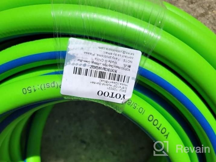 img 1 attached to 5/8" X 10' Garden Hose - Heavy Duty Hybrid, Kink Resistant, All-Weather Flexible With Swivel Grip Handle & 3/4" GHT Brass Fittings (Green + Blue) review by Tara Perry