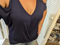 img 1 attached to Stay Cool And Chic: Summer Cold Shoulder Tops For Women With Front Twist And V Neck review by Craig Waters