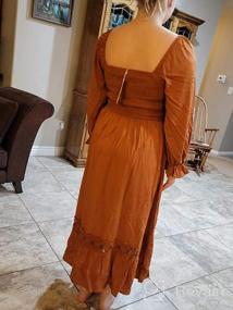 img 7 attached to Women'S Boho Maxi Dress: ZESICA Long Sleeve Square Neck Smocked High Waist A Line Lace Trim Flowy Dress