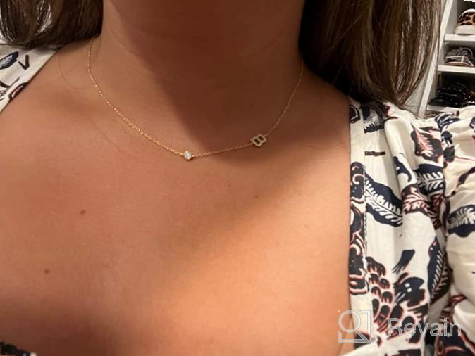 img 1 attached to 🎁 Pavé Sideways Initial Necklace: Personalized 18K Gold Plated Silver Jewelry for Layering, Perfect Gift review by Nathan Guzman