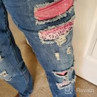 img 1 attached to EVALESS Women'S Ripped Plaid Patch Boyfriend Jeans: Fashionable And Comfortable Distressed Denim Pants review by Corey Katchem