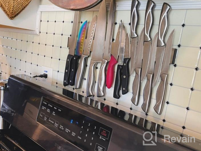 img 1 attached to Enkrio Magnetic Knife Holder For Wall - 12 Inch Black Stainless Steel Strip, No Drilling Required | Organize Your Kitchen With This Knife Rack And Keep Your Knives Handy! review by Justin Garcia