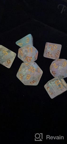 img 1 attached to Pink & Cyan Iridecent Swirls DND Polyhedral Dice Set - 11 Piece For Dungeons And Dragons, D&D Role Playing Games review by Eduardo Davis