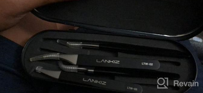 img 1 attached to 5-Piece Stainless Steel LANKIZ Tweezers Set For Volume Lash Extensions - Straight & Curved Tips, Fanning Applicator - Silver review by Dave Moody