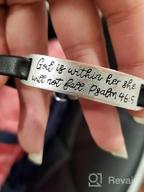 img 1 attached to Christian Engraved Leather Bracelet: Inspirational Vintage Jewelry Gift for 📿 Women, Teens – Religion, Bible Verse, Stretch Ornament – Perfect Christmas Gift review by Sarah Abarca