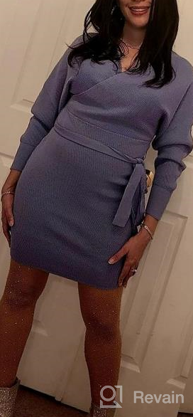 img 1 attached to Women'S V Neck Sweater Dress: Batwing Long Sleeve, Backless Bodycon With Belt - CHERFLY review by Amy Dixon