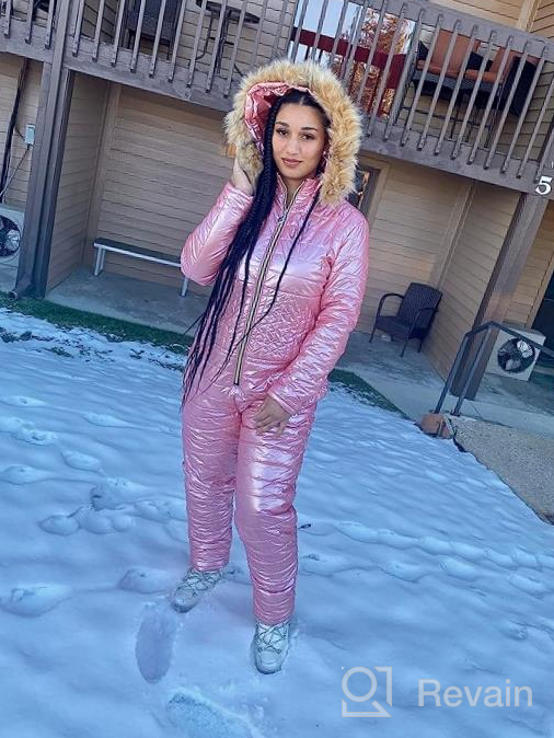 img 1 attached to LAICIGO Women'S Waterproof Ski Jumpsuit With Hooded Fur Collar, Removable Gloves And Hoodie For Outdoor Sports And Winter Activities review by Kristy Campos