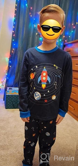 img 1 attached to 🌍 Cotton Toddler Boys Planet Pajamas Dinosaur Truck 2 Piece Train Kids Pjs Sleepwear Set 3-10T review by Devin Lee