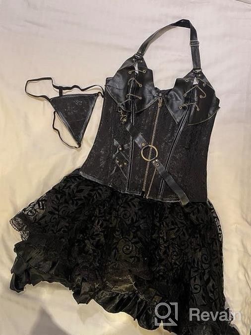 img 1 attached to Kranchungel Steampunk Corset Skirt Renaissance Corset Dress For Women Gothic Burlesque Corsets Costumes review by Cheryl Bailey