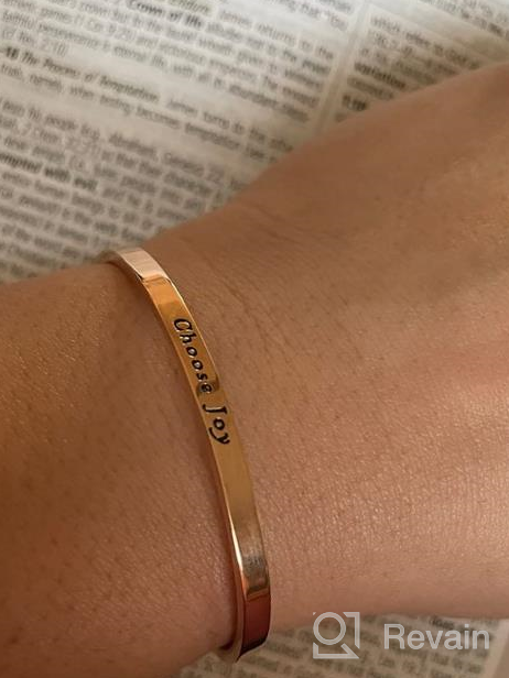 img 1 attached to Lademayh 18k Rose Gold Inspirational Engraved Bracelets: Hypoallergenic & Long-lasting 316L Stainless Steel Bangle - Adjustable Cuff Bracelet Gift for Women review by Ameen Bethea