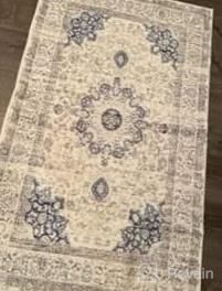img 1 attached to 2X3 Small Oriental Medallion Area Rug - Non-Slip Washable Low-Pile Accent Carpet For Bedroom Entryway, Bathroom Sink Mat, Indoor Office Doorway Decor (Blue/White) review by Kristina Soucy