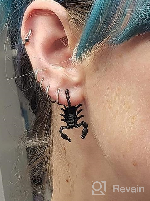 img 1 attached to 🦂 MALOYANVE Punk 3D Scorpion Animal Stud Earrings: Creative & Personalized Double-Sided Halloween Fashion for Women, Girls, and Men review by John Barnett