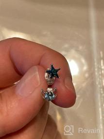 img 5 attached to Blue CZ Moon and Star Stud Sterling Silver Earrings - Hypoallergenic and Trendy Valentine Jewelry Gift