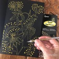 img 1 attached to Set Of 6 Fine Point Metallic Gold Gel Pens By Dyvicl - 0.8 Mm Ink For Drawing, Sketching, Illustration, Adult Coloring, And Journaling On Black Paper review by Roxanne Medina