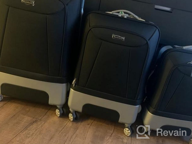 img 1 attached to Travel In Style And Convenience With The Rockland Rome Hybrid Spinner Luggage Set - Black, 3-Piece (20/24/28) review by Amanda Stevenson