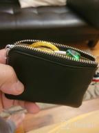 img 1 attached to Leather Coin Purse Wallet For Men Women, Dual Keyrings Change Pouch Card Holder With Mini Keyring (Dark Green) review by Darin Marshall