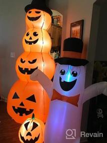 img 8 attached to HOOJO 8 FT LED Inflatable Stacked Pumpkins With Witches Hat Halloween Outdoor Decorations For Yard, Garden And Lawn