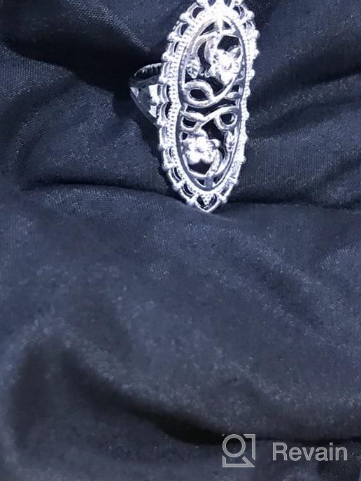 img 1 attached to Vintage Hollow Long Celtic Knot Daisy Flower Filigree Band Ring - XCFS 925 Sterling Silver Statement Piece with Floral Design review by Badazz Webb