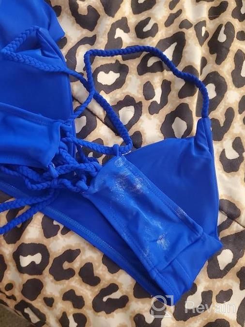 img 1 attached to ZAFUL Women'S Swimsuit Bikini Set With Scale Print And Lace-Up Crisscross Bralette review by Smokeythecryptkeeper Collars