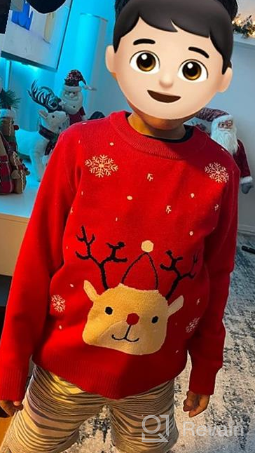 img 1 attached to Adorable Toddler Christmas Sweater: Knit Pullover with Reindeer, Elk & Snowman Cartoon - Perfect Xmas Sweatshirts for Boys and Girls review by Anthony Daniels