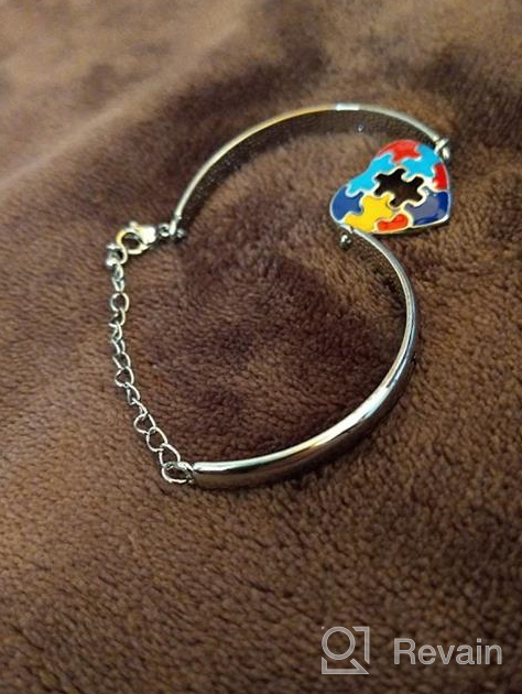 img 1 attached to Autism Awareness Bracelet: LQRI - Autism Puzzle Piece Charm Jewelry Gift for Autistic Children, Teachers, Moms - Symbolizing My Voice, My Heart review by Brad Arthur