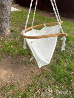 картинка 1 прикреплена к отзыву Handmade Knitted Cotton Rope Hammock Swing Chair With Bamboo Back Support - Perfect For Indoor And Outdoor Use By Zupapa от Jayshawn Webb