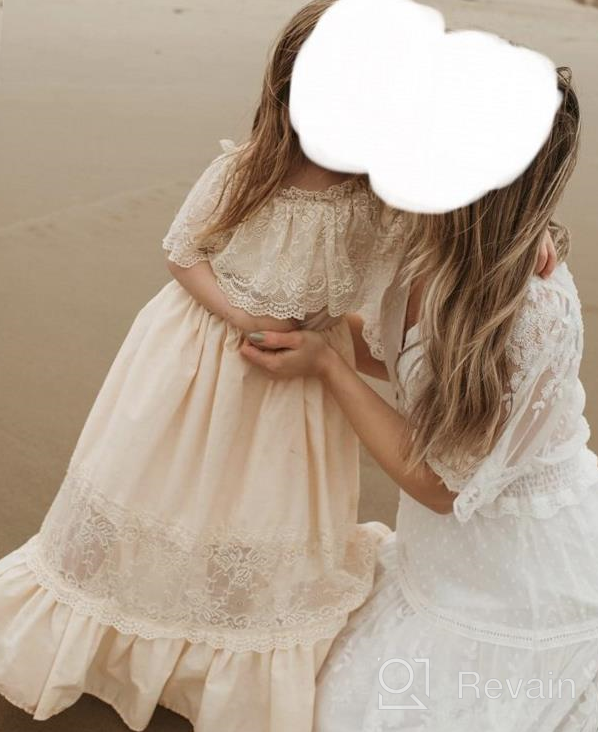 img 1 attached to Boho Off Shoulder Lace Ruffle Maxi Dress For Toddler Girls - Perfect For Weddings, Princess Parties, And Holiday Gowns review by Kimberly Jackson