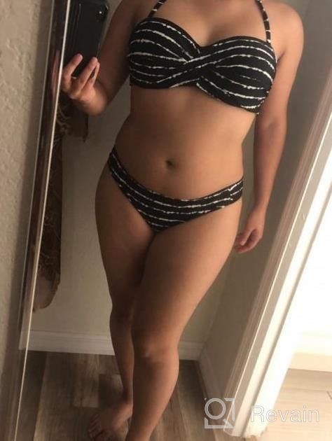img 1 attached to Stylish And Flattering GOSOPIN Women'S Striped Wrap Bikini Set In X-Large Black review by Brooke Gallegos