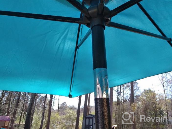 img 1 attached to ASTEROUTDOOR 11Ft Patio Market Umbrella With Push Button Tilt, Crank And 8 Sturdy Ribs For Lawn, Garden, Deck, Backyard & Pool - Red review by Pete Door