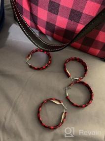 img 5 attached to 🔴 Faux Leather Buffalo Red Plaid Hoop Earrings: Exaggerated Lightweight Geometric Statement Jewelry for Women