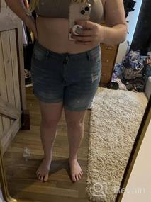 img 5 attached to Stylish And Comfortable Plus Size Jean Shorts For Women With High Waist, Distressed Design, And Folded Hem