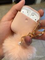 img 1 attached to OULUOQI Cute Silicone AirPods Case With Pom Pom Keychain - Compatible With Apple AirPods 1 & 2 (Visible Front LED) review by Jimmy Montalvo
