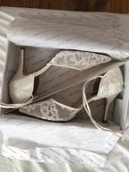 картинка 1 прикреплена к отзыву Свадебная обувь из кружевной сетки цвета слоновой кости: удобный средний каблук, ремешок на щиколотке, туфли-лодочки с острым носком от Matthew Davenport