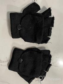 img 5 attached to Детские варежки без пальцев, переводные перчатки с откидным верхом, мягкие вязаные перчатки для мальчиков и девочек - 3 пары