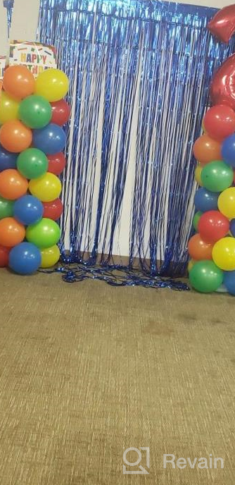 img 1 attached to Pack Of Two 3Ft X 8Ft Royal Blue Metallic Tinsel Foil Fringe Backdrops - Ideal For Birthday, Bachelorette, Wedding, Graduation, Christmas, Prom And Holiday Photo Booth Props And Party Decorations review by Leonard Henry