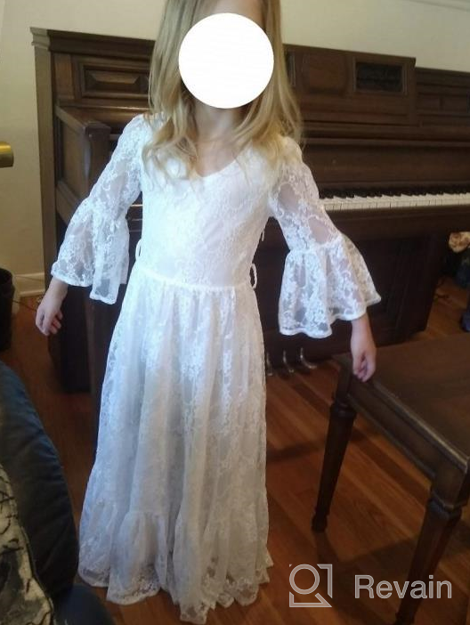 img 1 attached to 🌸 Bow Dream Vintage Boho Lace Flower Girl Dress for Wedding - Long Sleeves, Pageant & First Communion - Sizes 2T to 12 Years Old review by Kim Morris