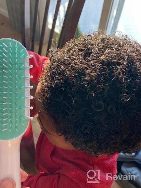 img 1 attached to FridaBaby Kids Detangling Brush For Thick And Curly Hair - Tangle-Free Comb Teeth And Bristle Design, No Breakage Or Tears, White/Blue review by Anthony Wilson