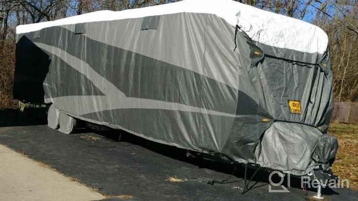 img 1 attached to Gray/White Designer Series Olefin HD Travel Trailer Cover For 34' 1" - 37' Trailers By ADCO 36847 review by Ananta Crowley